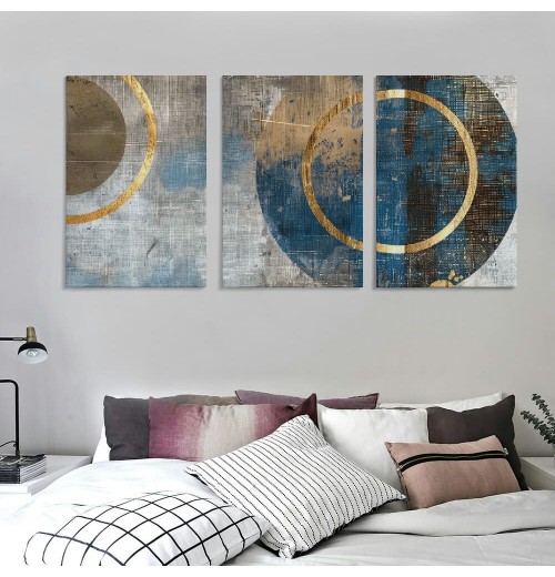 Ulloord Abstract Canvas Wall-Art For Office - Brown Wall Decor - Horizontal Wall Art Living Room Large Black Pictures Geometric Poster Ready To Hang