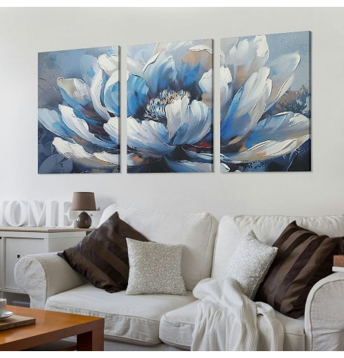 Flower Canvas Wall Art for Living Room Colorful Flower Canvas Painting Wall Decor Abstract Canvas Pictures Floral Artwork for Bathroom Bedroom Living Room Home Office Decor