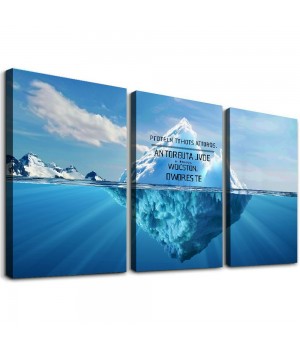 Wall Art Decor Canvas Print Picture Success Inspiration Motivation Iceberg Blue Seawater Bottom Ocean Painting for Dining Room Kitchen Home Decor Framed Ready to Hang