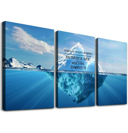 Wall Art Decor Canvas Print Picture Success Inspiration Motivation Iceberg Blue Seawater Bottom Ocean Painting for Dining Room Kitchen Home Decor Framed Ready to Hang