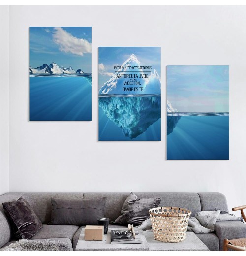 Wall Art Decor Canvas Print Picture Success Inspiration Motivation Iceberg Blue Seawater Bottom Ocean Painting for Dining Room Kitchen Home Decor Framed Ready to Hang