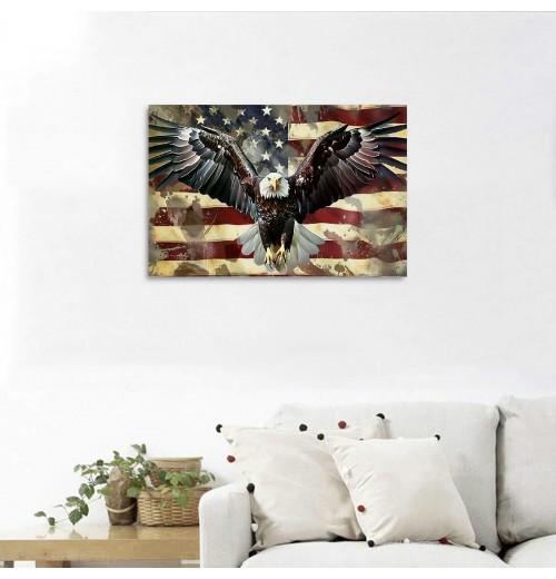 Flag Canvas Wall Art Hanging Picture Home Decor Eagle Wall Decor Artwork Bedroom Living Room Decoration