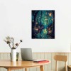 Halloween Fantasy Forest Canvas Wall Art, on Trees Blue Poster for Aesthetic, Picture Print Decor