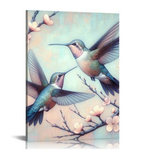 Flower Bird Canvas Wall Art Decorations for Bedroom Bathroom Framed Artwork Modern picture Ready to Hang