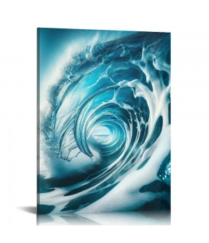 Canvas Wall Art for Living Room, Canvas Wall Art Framed Modern Hanging Wall Decor Sea Wave Pictures Poster Bathroom Bedroom Home ()