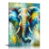 Elephant Picture Wall Art Colorful Animal Canvas Wall Art Modern Wildlife Artwork for Bathroom Bedroom Office Living Room Paintings Decorations Ready to Hang