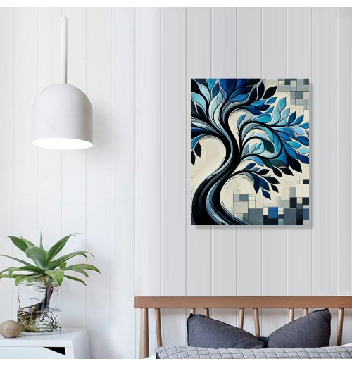 Blue Tree Flowers Oil Paintings on Canvas Abstract Art Pictures Canvas Wall Art Paintings Modern Home Decor Abstract Paintings Ready to Hang