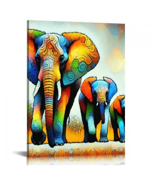 Textured Canvas Wall Art for Living Room, Canvas Wall Art Framed Oil Painting Elephant Artwork Modern Wall Decor Pictures Bathroom Bedroom Home Office Decor