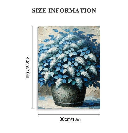 Blue Floral Canvas Wall Art for Living Room, Oil Painting Floral Artwork Modern Blue Flowers Picture Wall Decor Framed Bathroom Bedroom Home Office