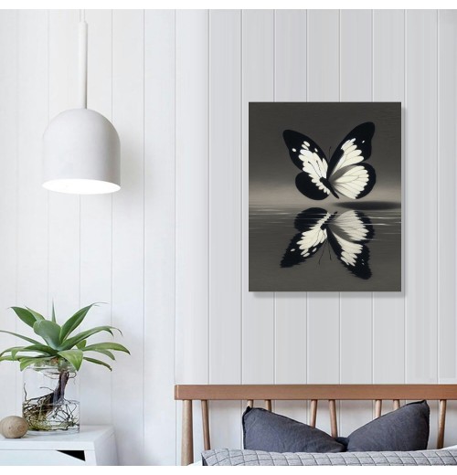 Butterfly Textured Canvas Wall Art for Living Room,Canvas Wall Art Framed Handmade Butterfly Oil Painting Modern Wall Decor Hanging Pictures Bathroom Bedroom Home Office Decor